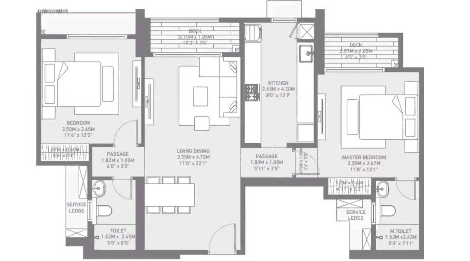 Birla-Taranya-Floor-Plan-2-BHK-Luxe-887-sqft